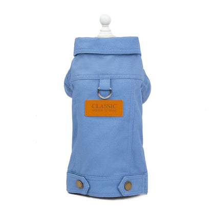 Colourful denim dog jacket blue