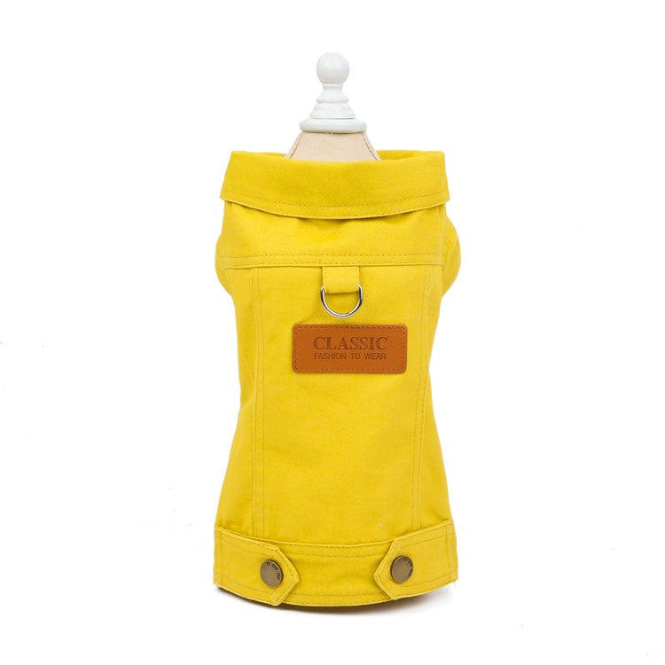 Colourful denim dog jacket Yellow