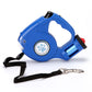 Retractable Dog Leash with a Built-in Flashlight and Waste Bags Dispenser