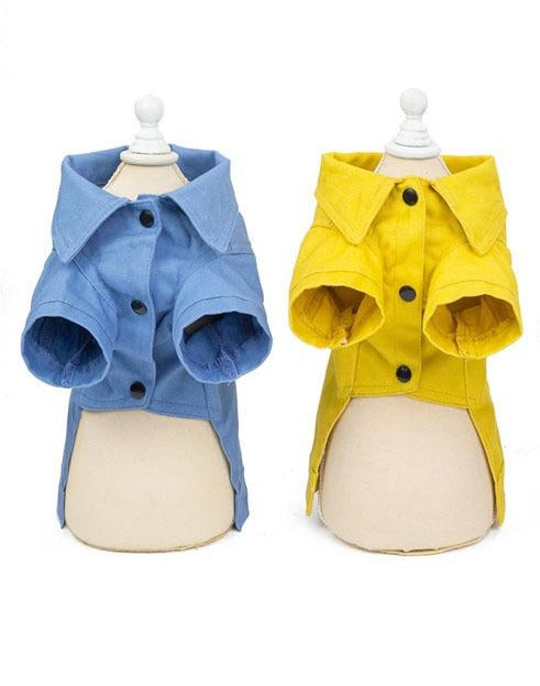 Colourful denim dog jacket front